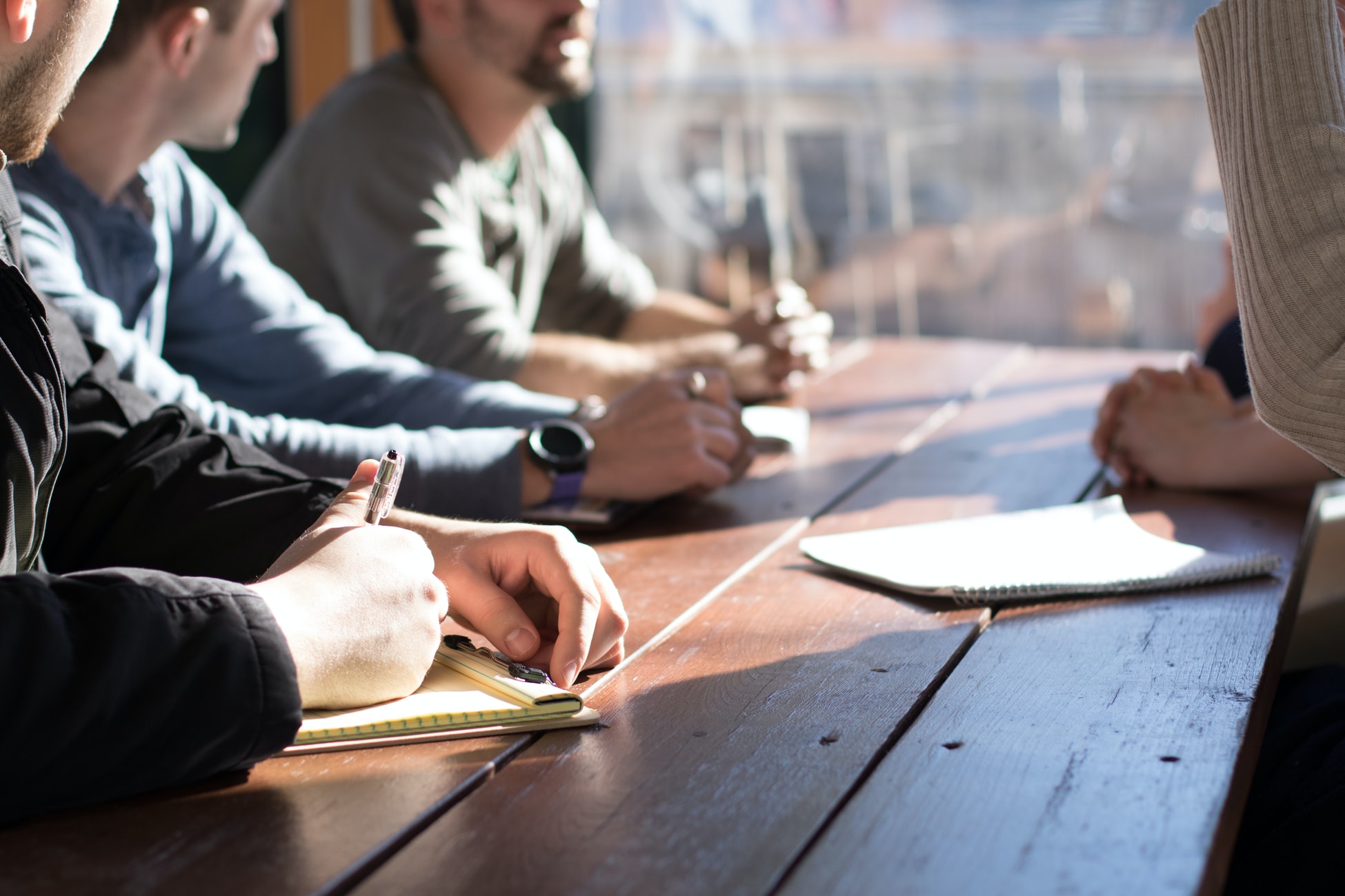 Online educators at a meeting
