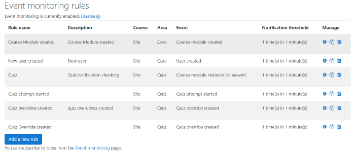 Enable Event Monitoring