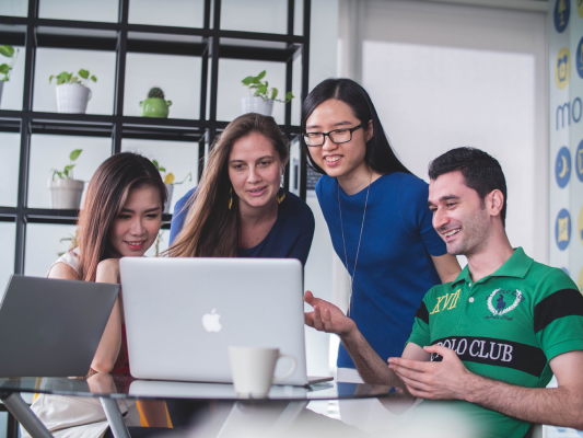 People in front of computer Image