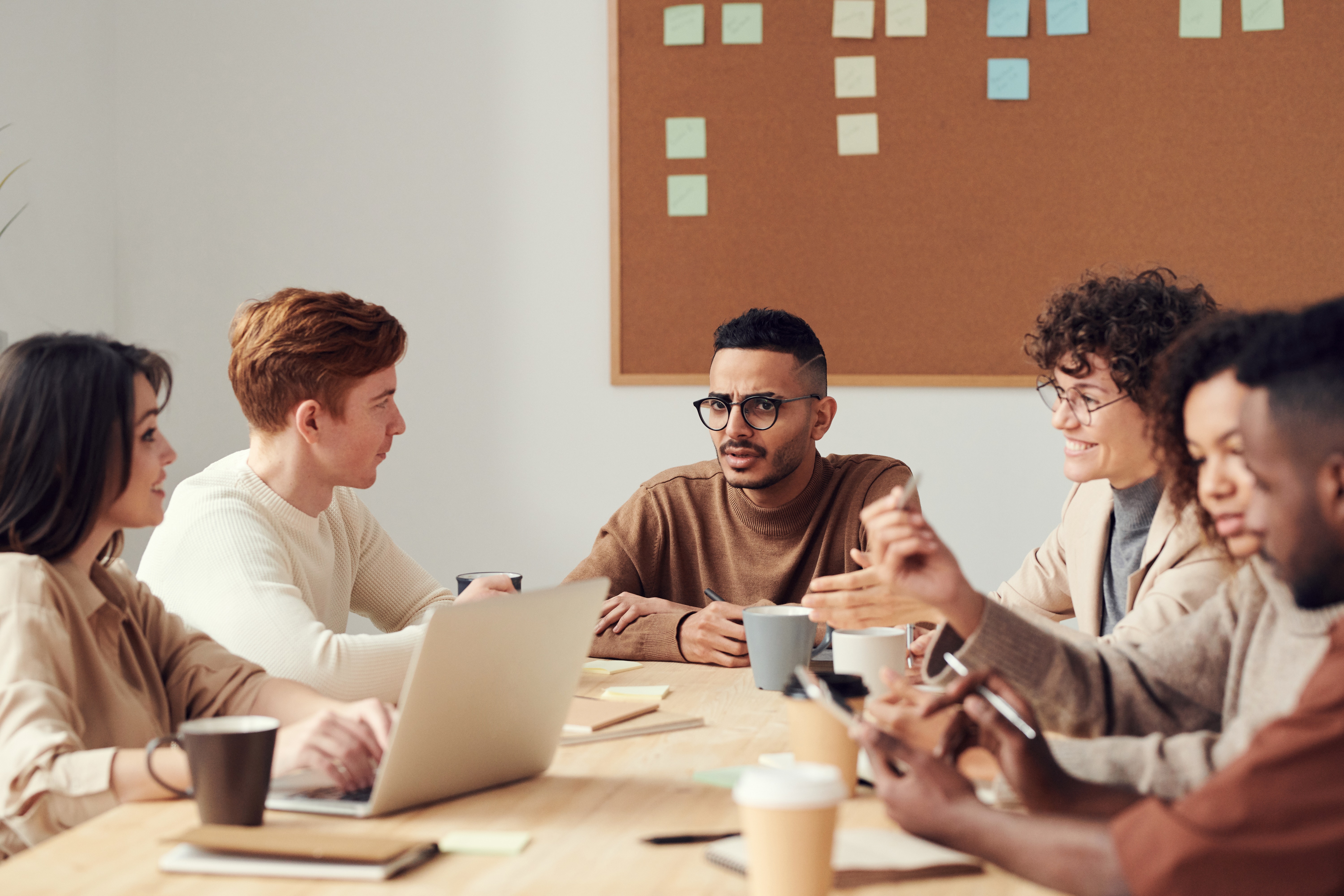Online educators at a meeting